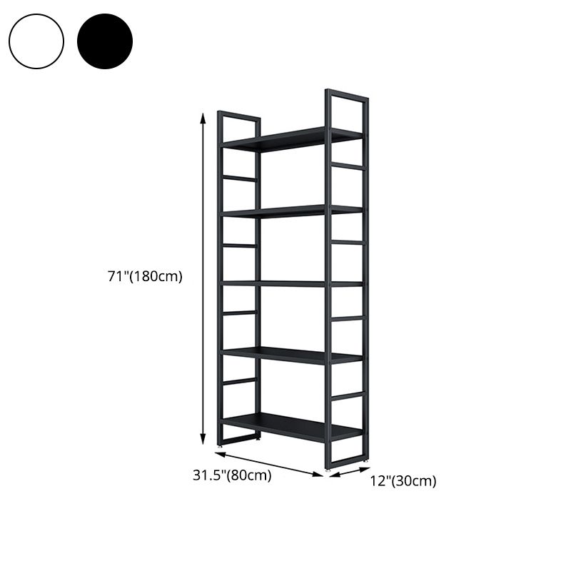 3/4/5-Shelf Iron Etagere Bookshelf Black and White Vertical Bookcase for Living Room