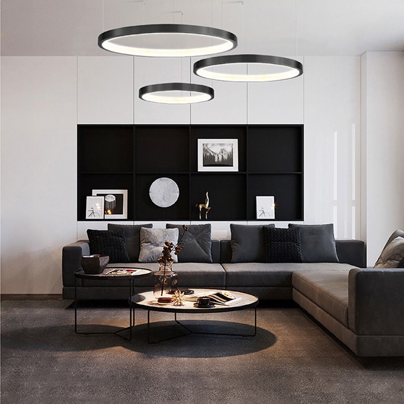 Round Chandelier Light Fixtures Modern Multi-Tier Suspension Pendant Lamps