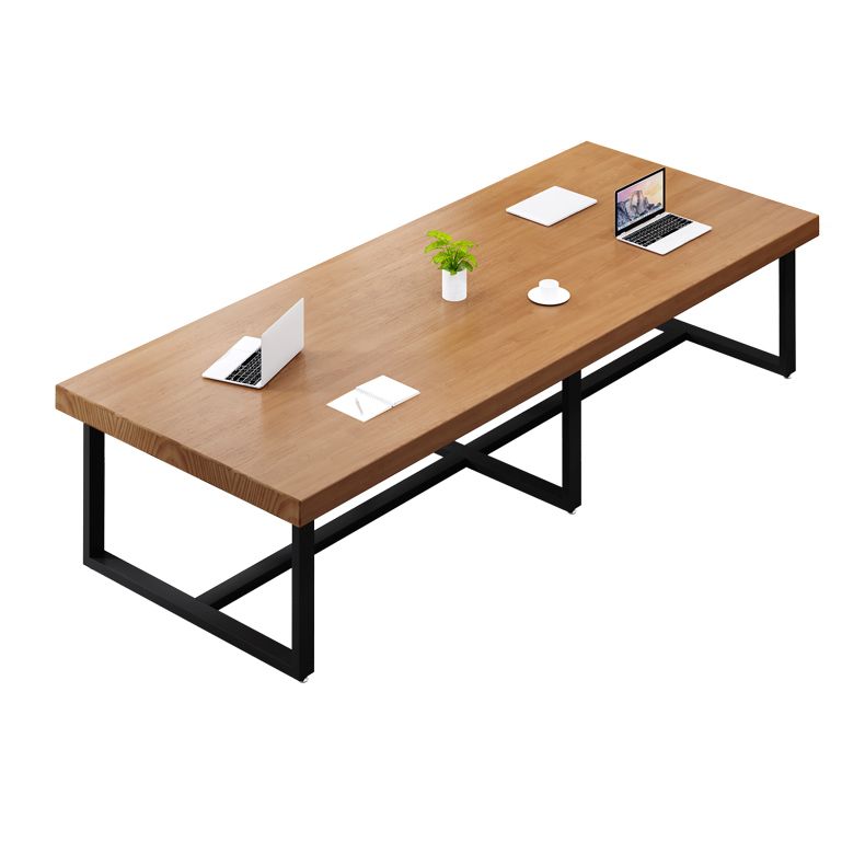 Modern Pine Wood Top Office Desk Rectangular Desk with Trestle