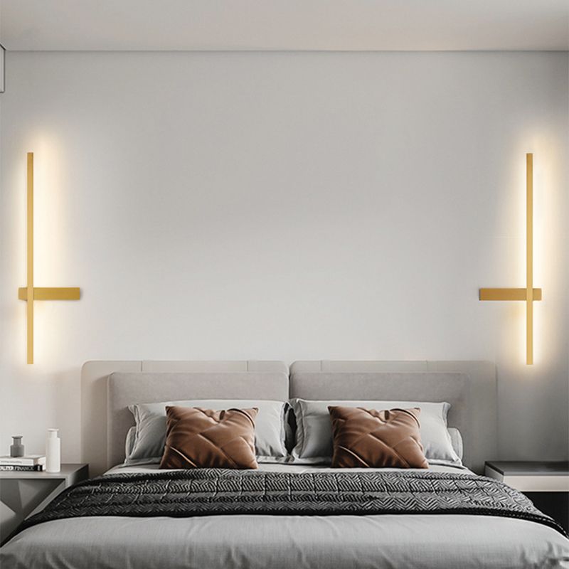 1 Light Linear Wall Mounted Lamps Modern Style Metal Wall Sconces