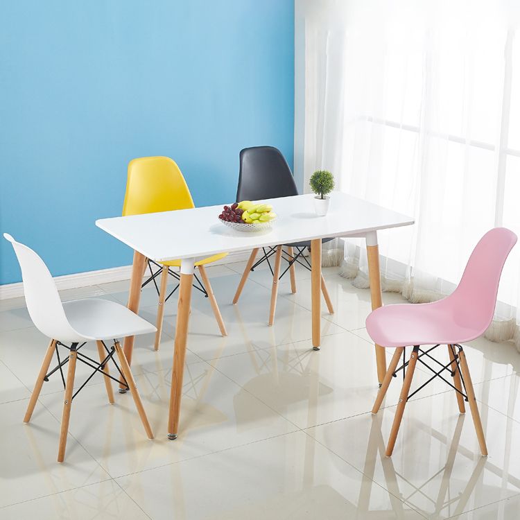 Armless Dining Chairs Eames Side Dining Chairs with Wood Legs (Set of 4)