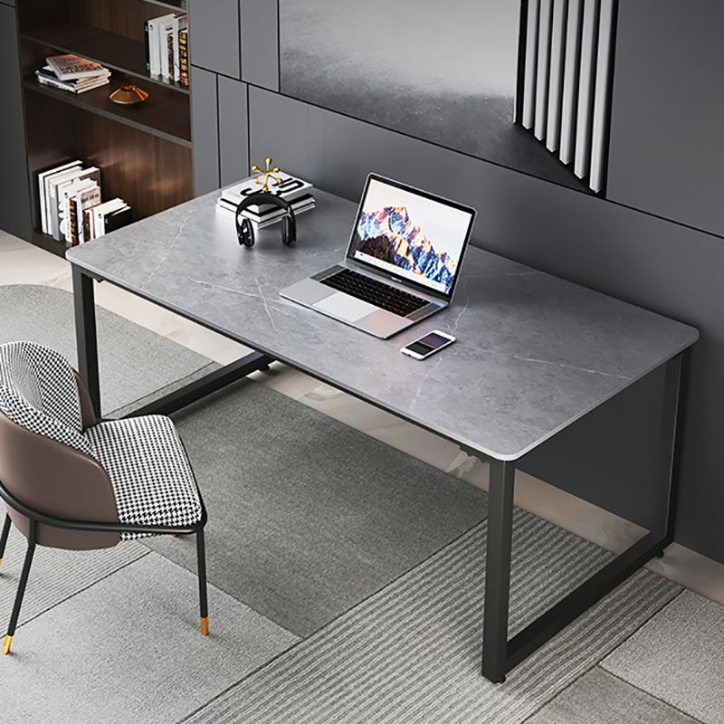 Contemporary Stone Writing Desk Sled Rectangular Office Desk for Home
