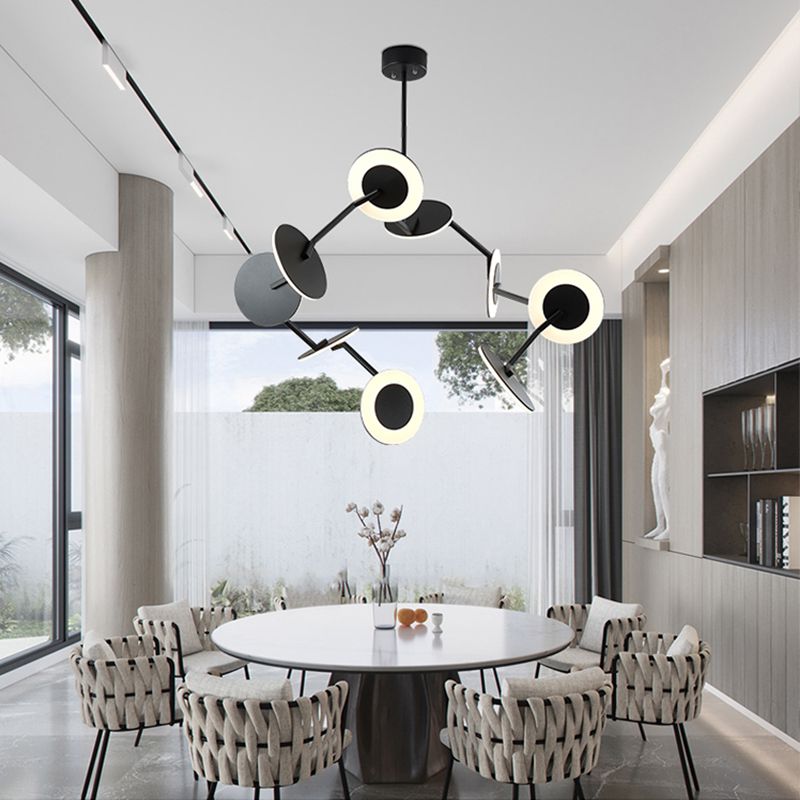 Moderne stijl metalen kroonluchter licht zwarte schotel schaduw hanglamp voor woonkamer