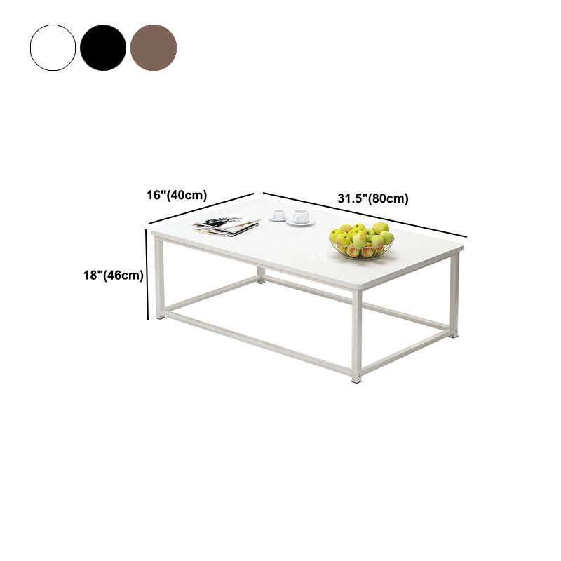 Contemporary Rectangle Coffee Table with Iron Frame Base and Wooden Top