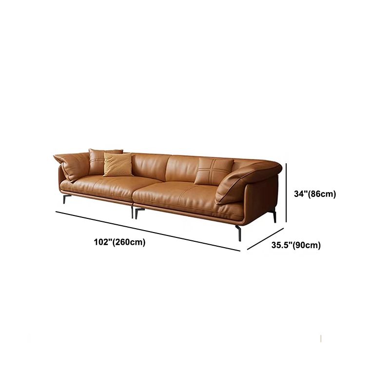 Pillow Top Arm Sofa Modern Faux Leather Cushions Sofa in Orange