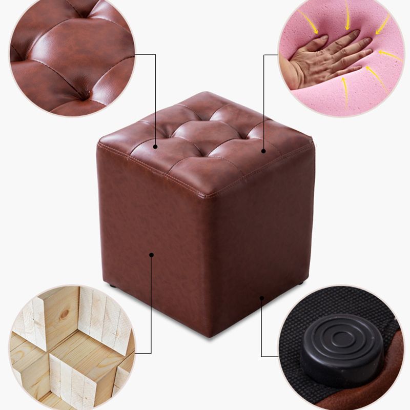 Modern Leather Pouf Water Resistant Round Pouf for Living Room