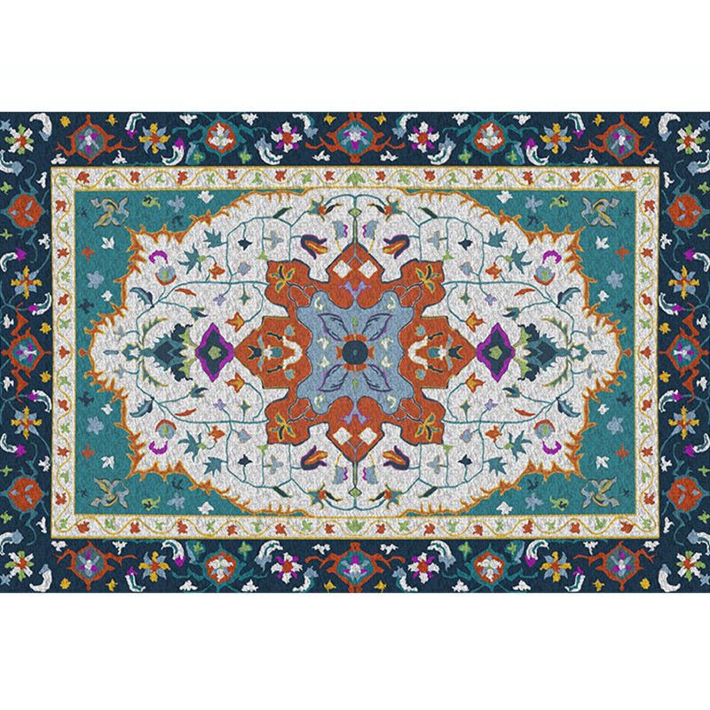 Multicolored Living Room Rug Oriental Geo Patterned Area Carpet Polypropylene Non-Slip Backing Pet Friendly Indoor Rug
