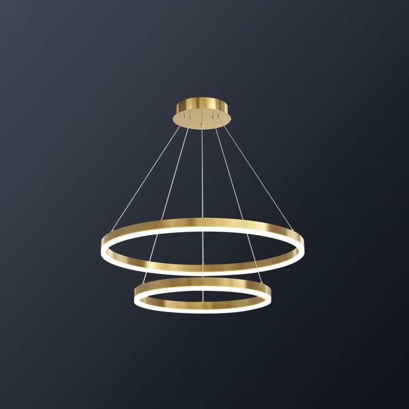 Modern Farmhouse Chandelier Multiple Rings Pendant Light Round Metal Chandelier