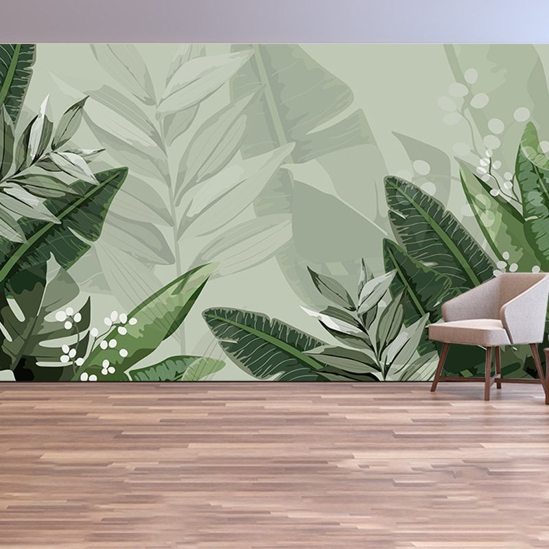 Customized Tropical Plants Mural Tropical Style Mildew Resistant for Dining Room