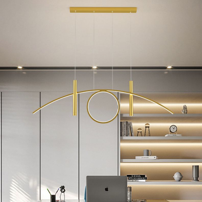 Acryl lineair LED -eilandlicht in modern beknopte stijl smeedijzeren hanglamp voor eetkamer