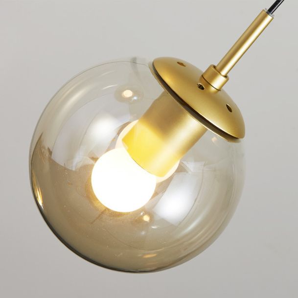 Modern Minimalist Multiple Globe Shade Pendant Light Glass Long Hanging Lamp for Living Room