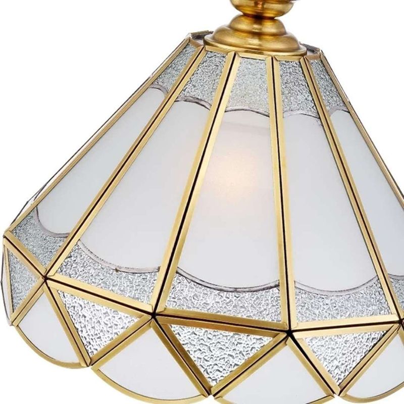 Gold Scallop Pendant Lamp Traditional Frosted Glass 1 Light Living Room Ceiling Light Fixture