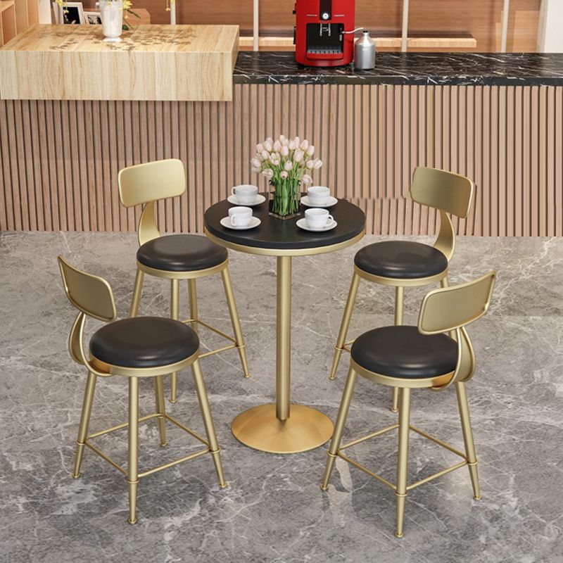 Glam Pub Table Pedestal Faux Marble Bar Table for Indoor and Breakroom