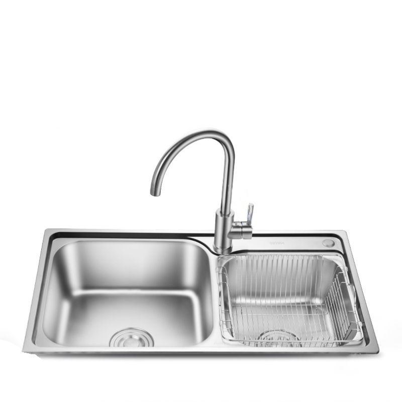 Stainless Steel Double Sink Kitchen Sink 2 Holes Drop-In Sink