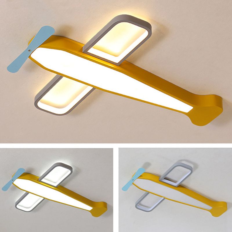 Cartoon Flugzeug Flush LED Deckenleuchte Jungen Kinderzimmer Metall Unterputzleuchte mit Acryl Lampenschirm