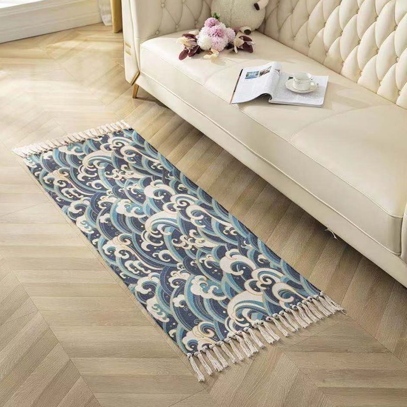 Alfombra étnica de patrón étnico vintage alfombra de algodón ecléctica alfombra lavable para sala de estar para sala de estar