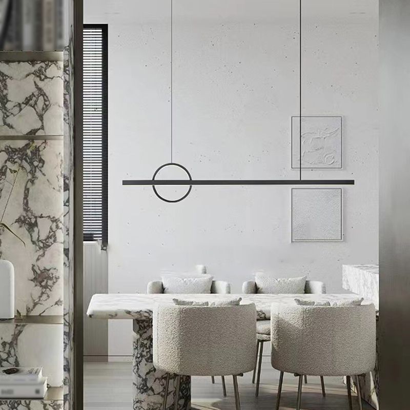 Minimalism Hanging Light Metal Island Light Fixture in Black for Dining Room