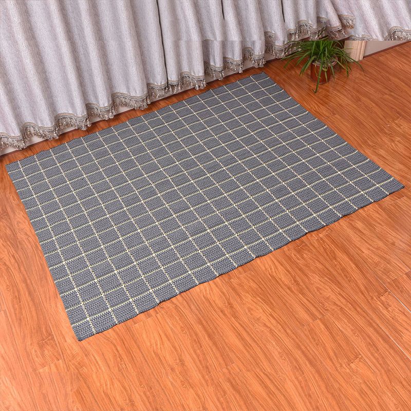 Dark Color Checkered Rug Cotton Bohemian Rug Washable Carpet for Living Room