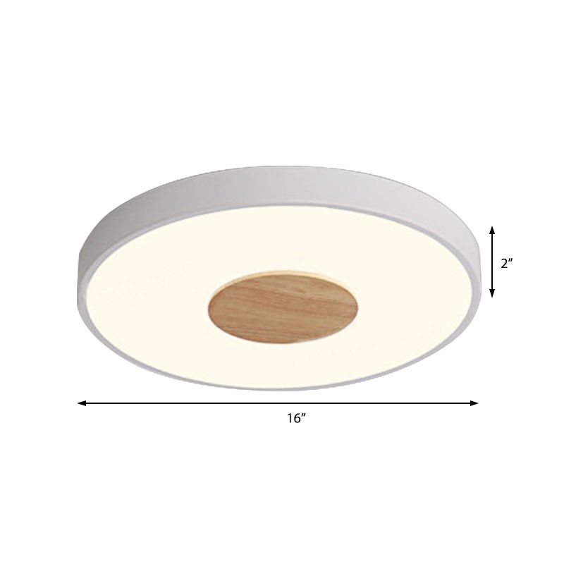 Round Flush Mount Ceiling Light Nordic Iron 1 Head Pink/Blue/White Lighting Fixture for Bedroom, 12"/16"/19.5" Width