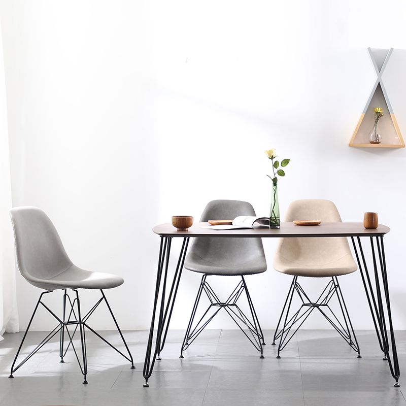 Design industriale in pelle sedia da sala da pranzo senza braccio sedia da pranzo solido