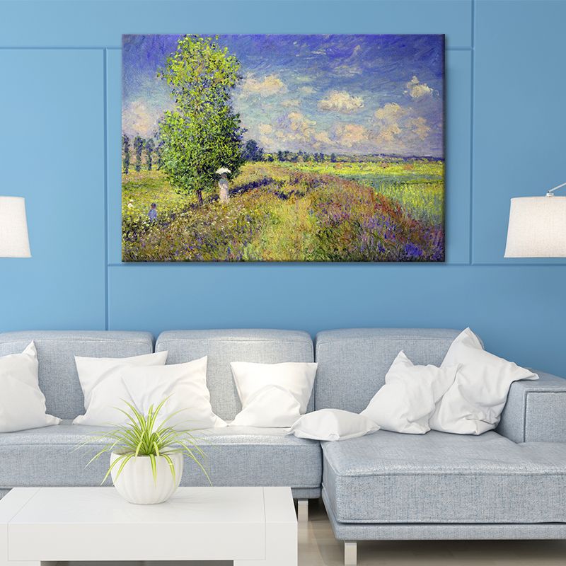 Pastel Color Outskirt Scenery Painting Textured Surface Wall Art for Bedroom