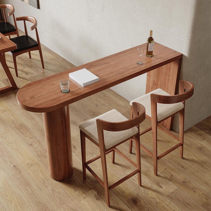 1/3 Pieces Bar Stool and Table Set Brown Solid Wood for Dining Room