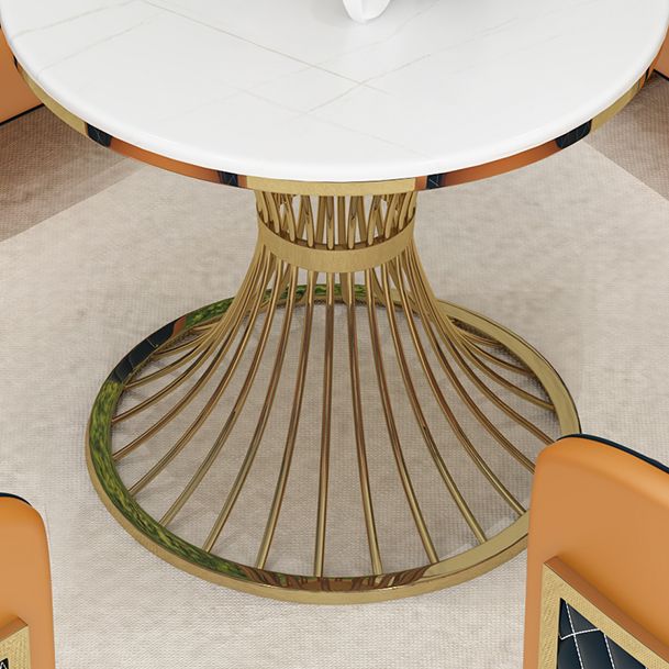 Tavolo da pranzo a due colori in pietra sinterita rotonda tavolo piedistallo glam per sala da pranzo