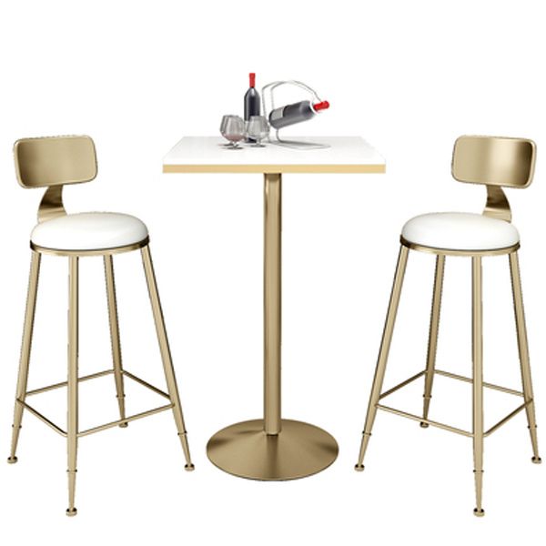 Glam Style Bar Table Set 1/2/3/5 Pieces Square Bar Table with Metal Stools