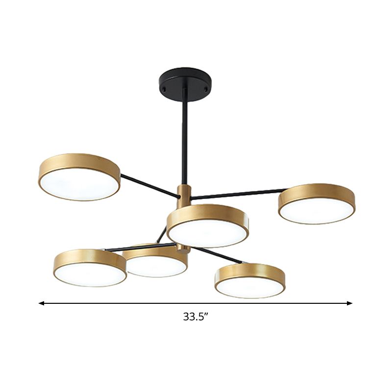 Zweig Wohnzimmer Hanging Deckenleuchte 6 Köpfe Einfacher Stil Anhänger Beleuchtung in Gold/Weiß