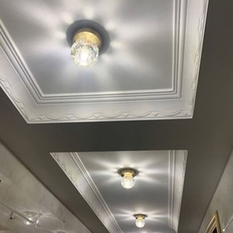 Luz redonda empotrada en el techo, lámpara moderna de cristal para pasillo cerca del techo, en color cobrizo