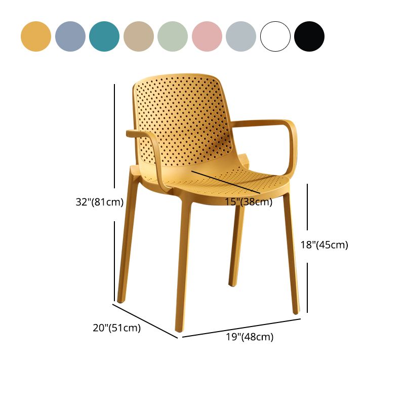 Modern Plastic Contemporary Kitchen Chair Arm Solid Back Dining Room Chair