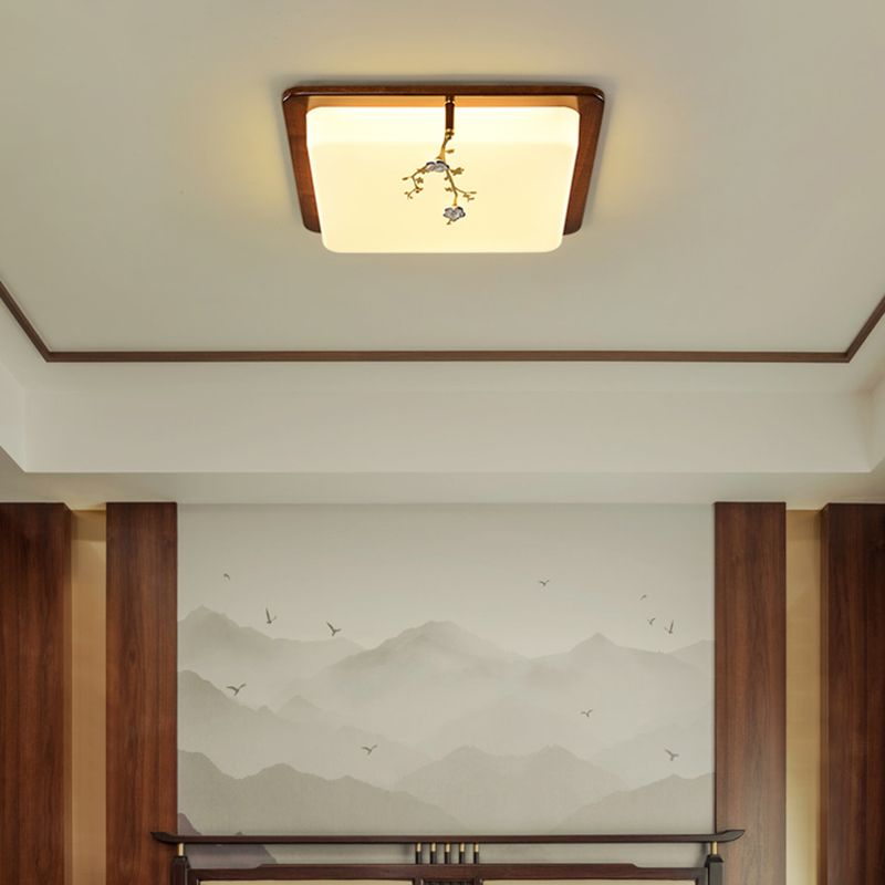 Modern Minimalist Wood Flush Mount 1-Light LED Flush Mount Ceiling Light for Living Room