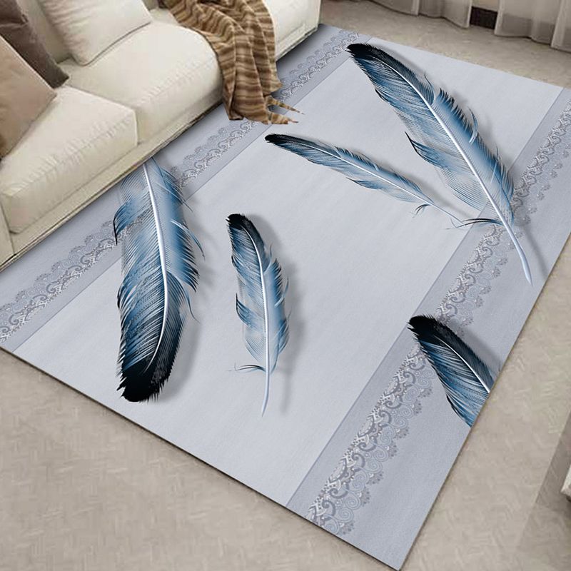 Green Graphic Rug Polyester Magnificent Rug Washable Rug for Living Room