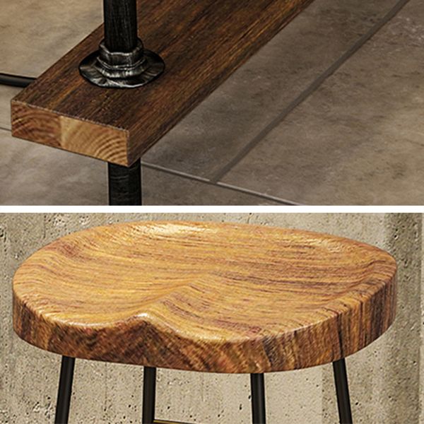 Industrial Rectangle Solid Wood Bar Table Set 1/4/7 Pieces Counter Table with High Stools