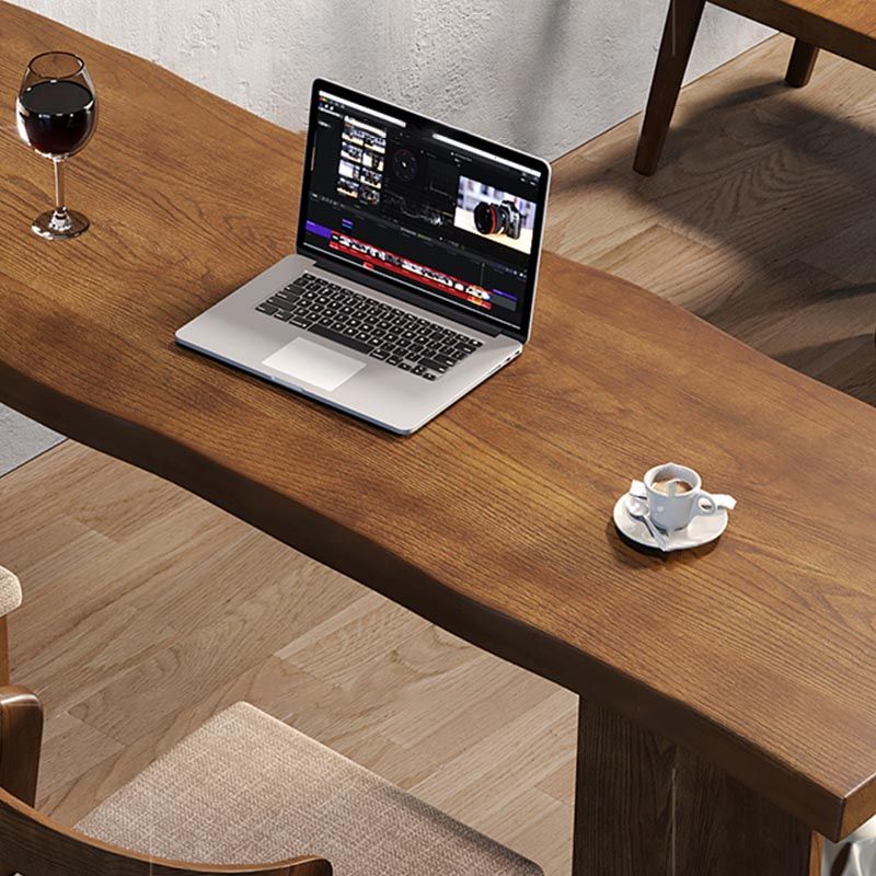 Ash Wood Top Bar Table Contemporary Bar Table with Wood Storage Rack