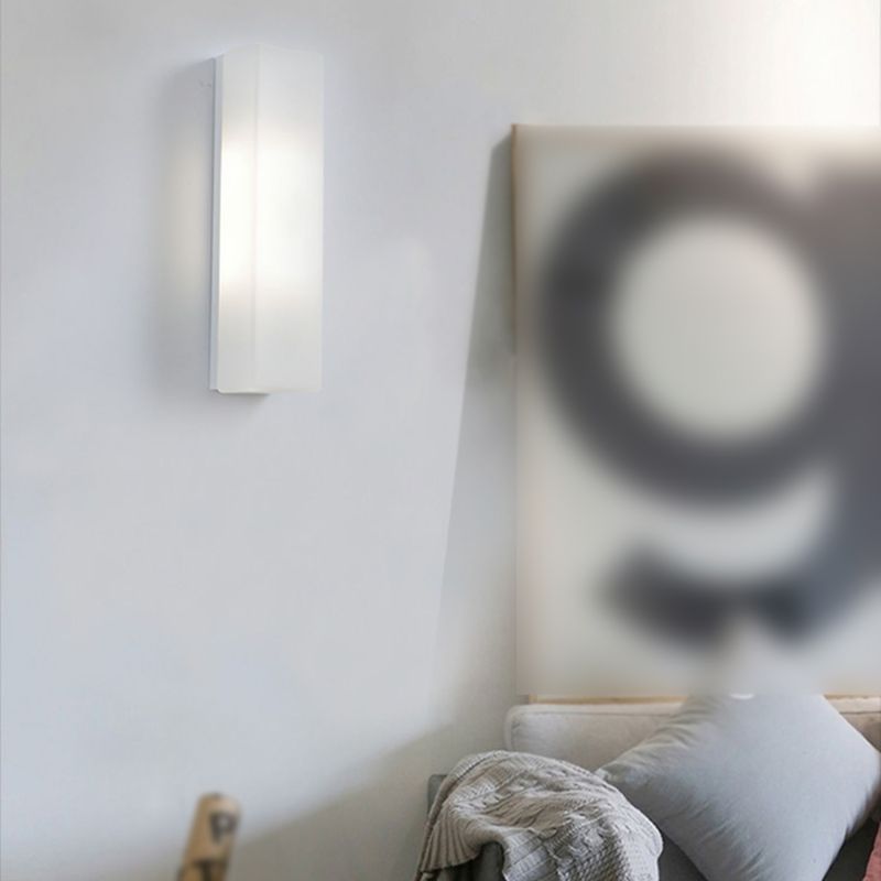 Glass Rectangular Wall Sconce Lights Modern Style 2 Lights Wall Mounted Lamps in White