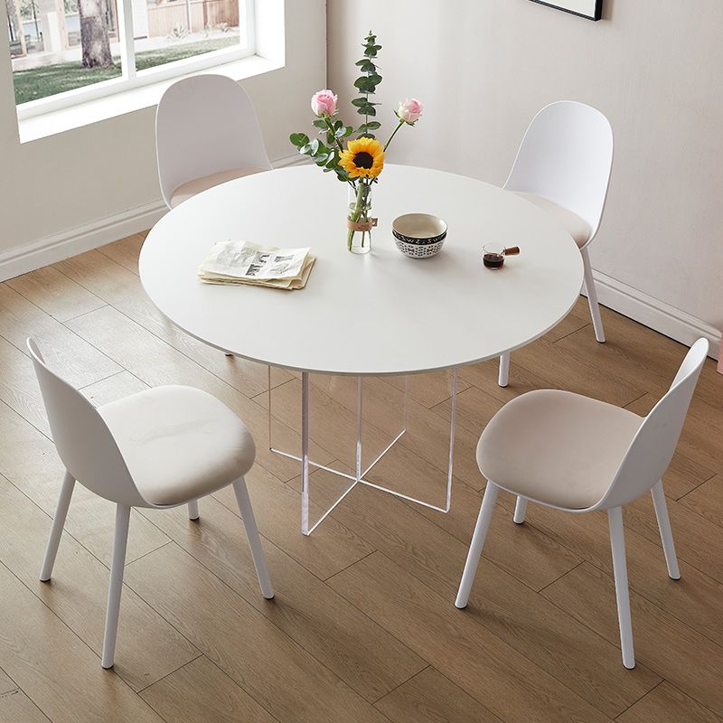 Modern Dining Set 1/3/4/5 Pcs Round Dining Table with  Side Chairs in White