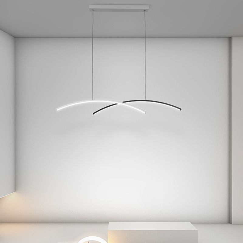 Black and White Arc Ceiling Lighting Simplicity LED Metal Hanging Island Light for Living Room