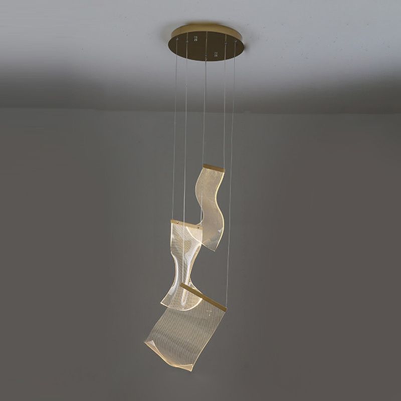 Paper Hanging Light Fixtures Modern Simple Acrylic Ceiling Pendant for Stairwell