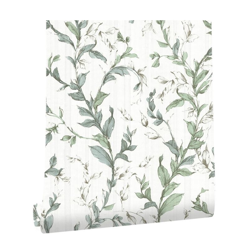 Turquoise Vines Wallpaper Roll Rustic PVC Wall Covering for Living Room, 33' x 20.5"