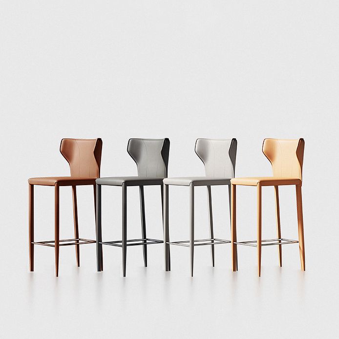 Indoor Faux Leather Counter Chair Contemporary Metal Legs Bar Stools