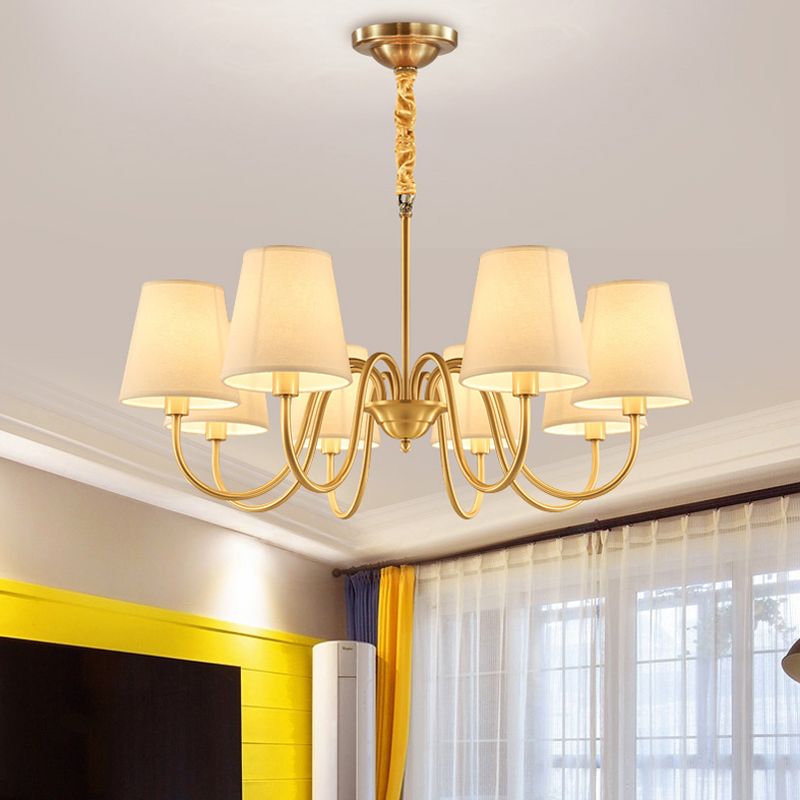 Metal Conical Hanging Pendant Light Traditional Dinning Room Pendant Chandelier in Gold
