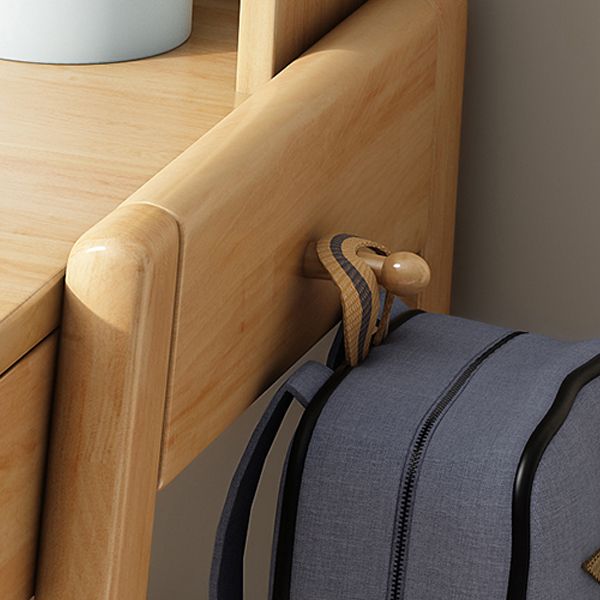 Contemporary Rubberwood Writing Desk with Side Storage Hook Writing Desk