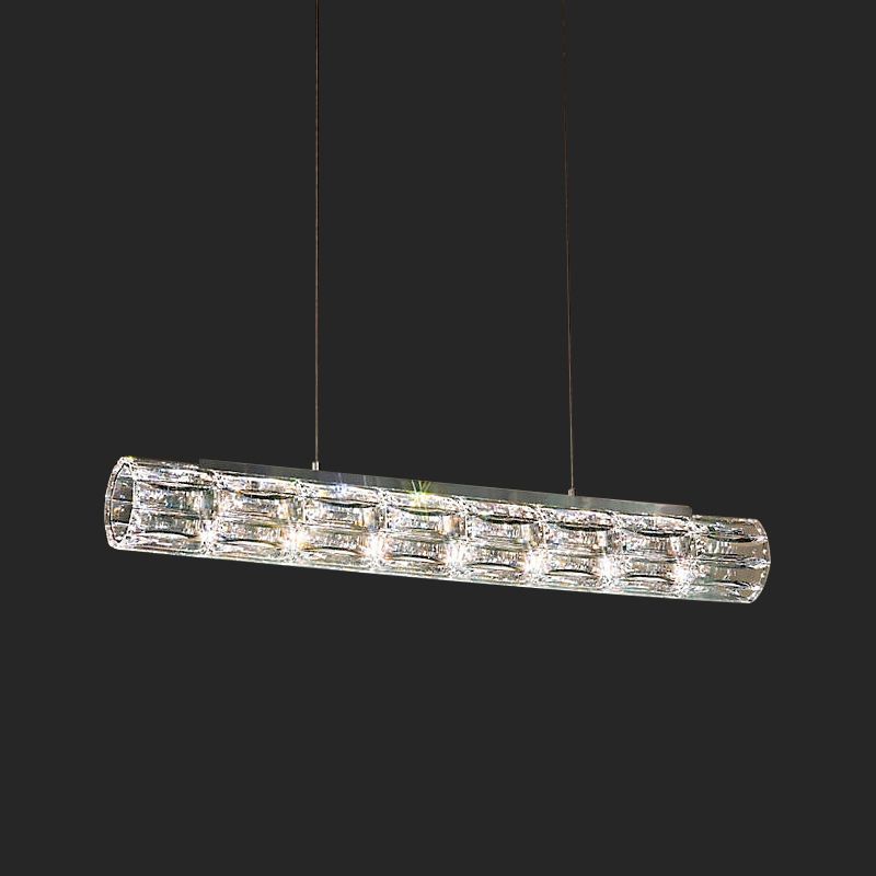 Contemporary Style Linear Shape Island Light Crystal Island Lighting in Transparent