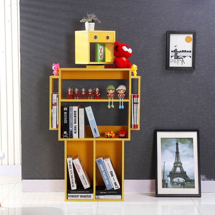 Contemporary Manufactured Wood Shelf Open Back Standard Kids Bookcase