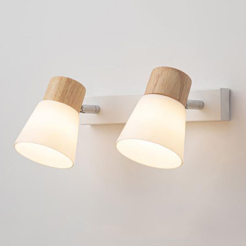 Modern Bell Vanity Wall Light Fixtures Wood Vanity Lights in White