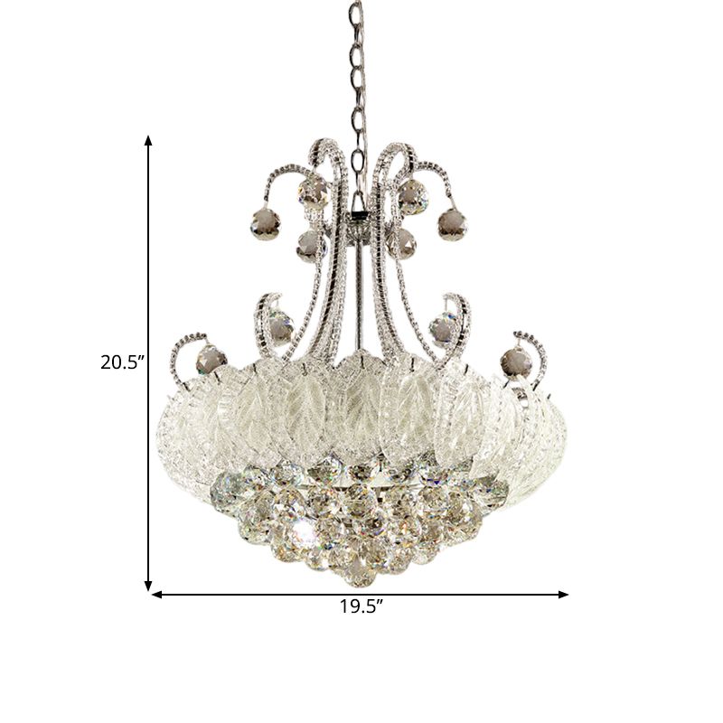 Illuminazione lampadario conico a sfera di cristallo semplicità kit di luce a pendente bianca a 8 bulbina con cornice scorretta