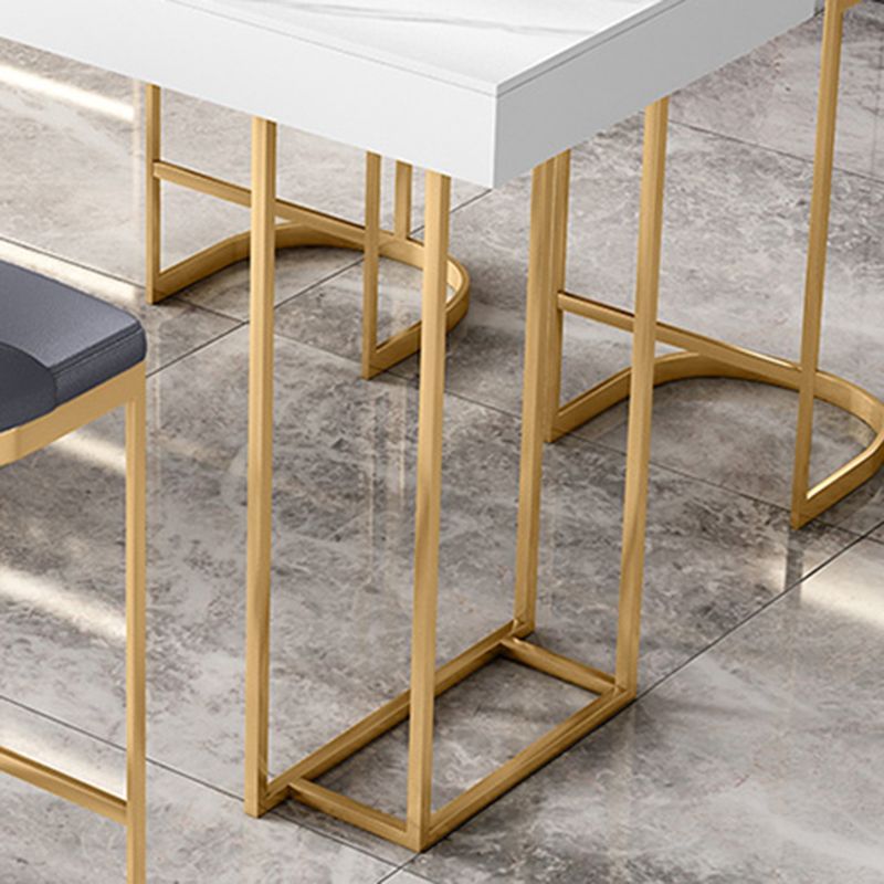 Contemporary Style Rectangle Bar Table Stone Fixed Bistro Bar Desk