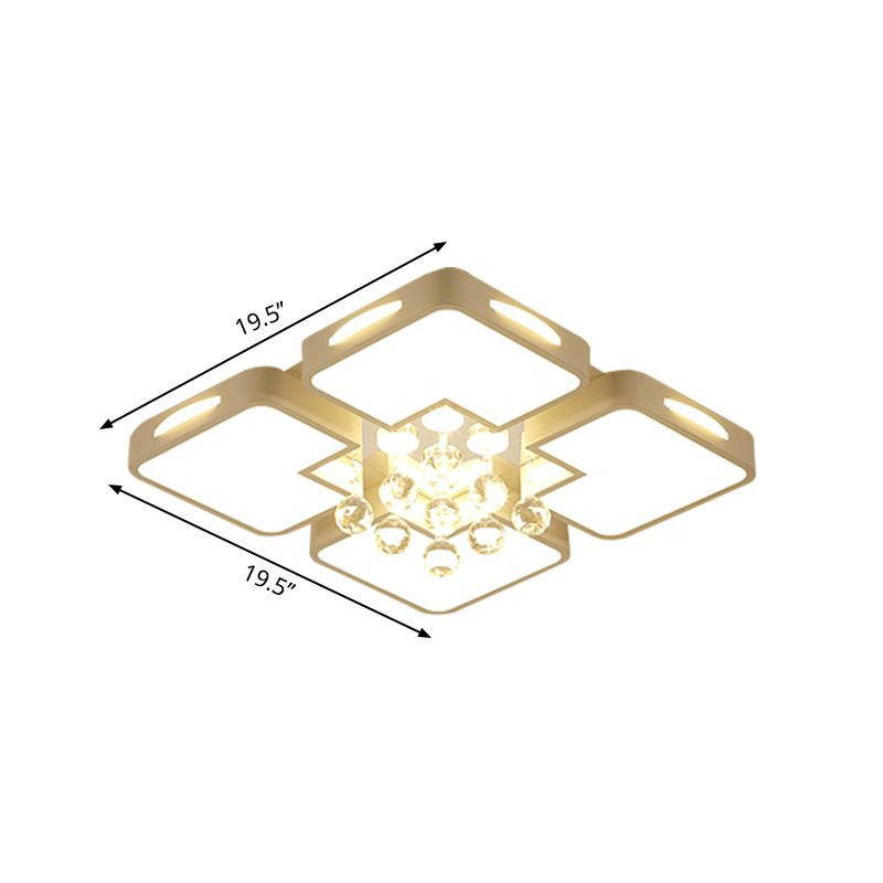 16"/19.5"/23.5" W White Square Ceiling Flushmount Contemporary Led Flush Ceiling Light in Warm/White Light