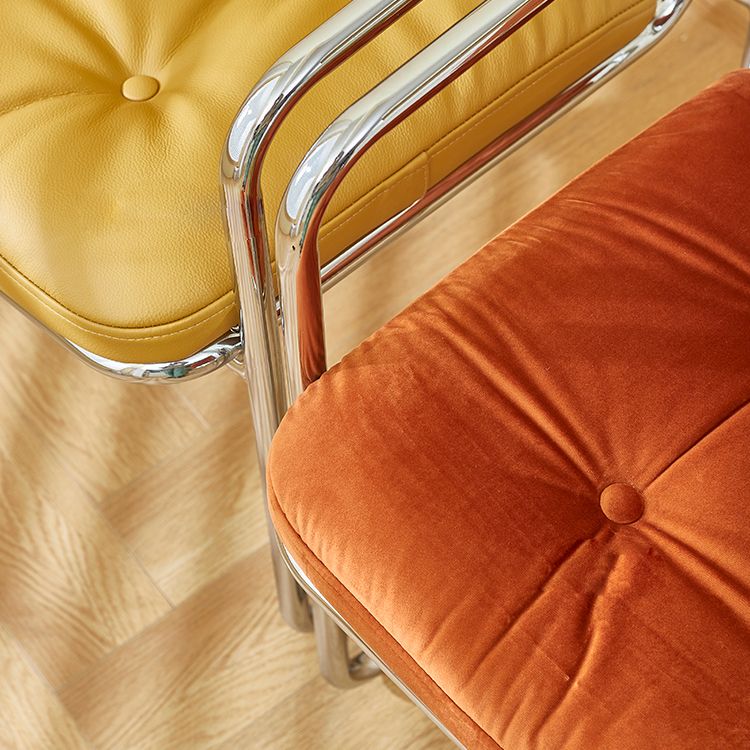 Minimalist Style Upholstered Arm Dining Chairs Solid Back Dining Side Chairs